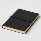 Recyceltes Leder-Notizbuch - Schwarz gross 15x21cm / schwarzes Gummiband