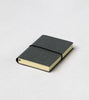 Recyceltes Leder-Notizbuch Schwarz klein 9x13cm / schwarzes Gummiband